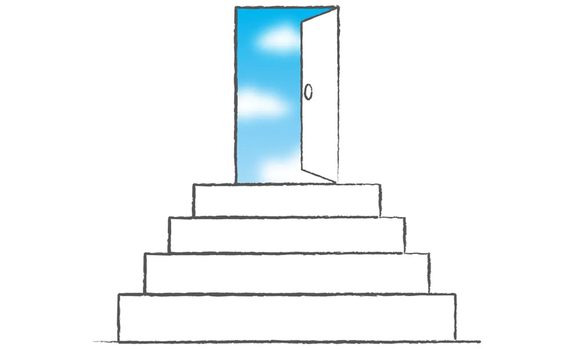 階段の先にある扉のイラスト